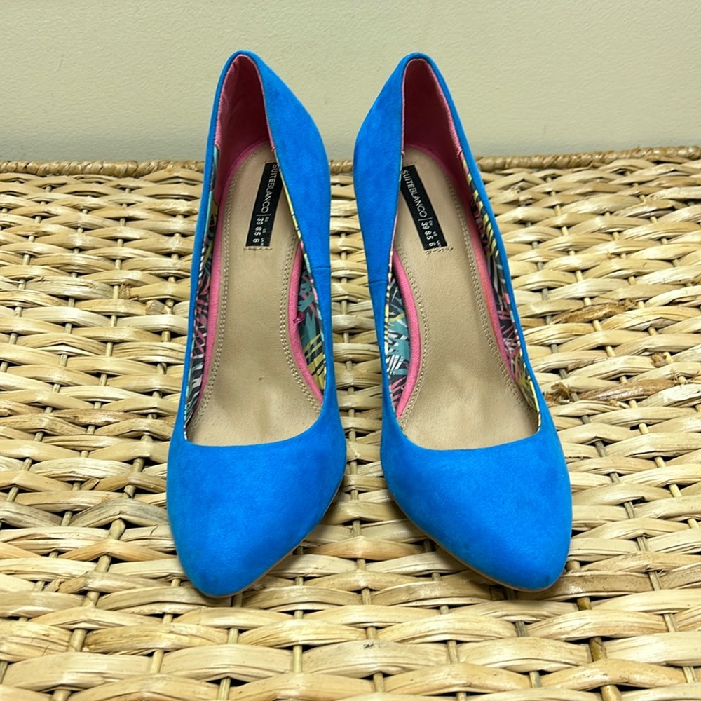 New Suite Blanco blue suede heels size 39